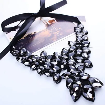 Cheap Large White Rhinestone Necklace