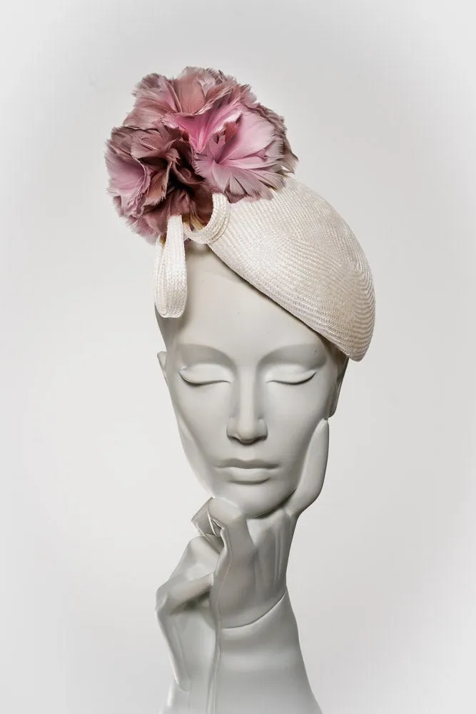 Cocktail Hat with Feather Flower - Lili