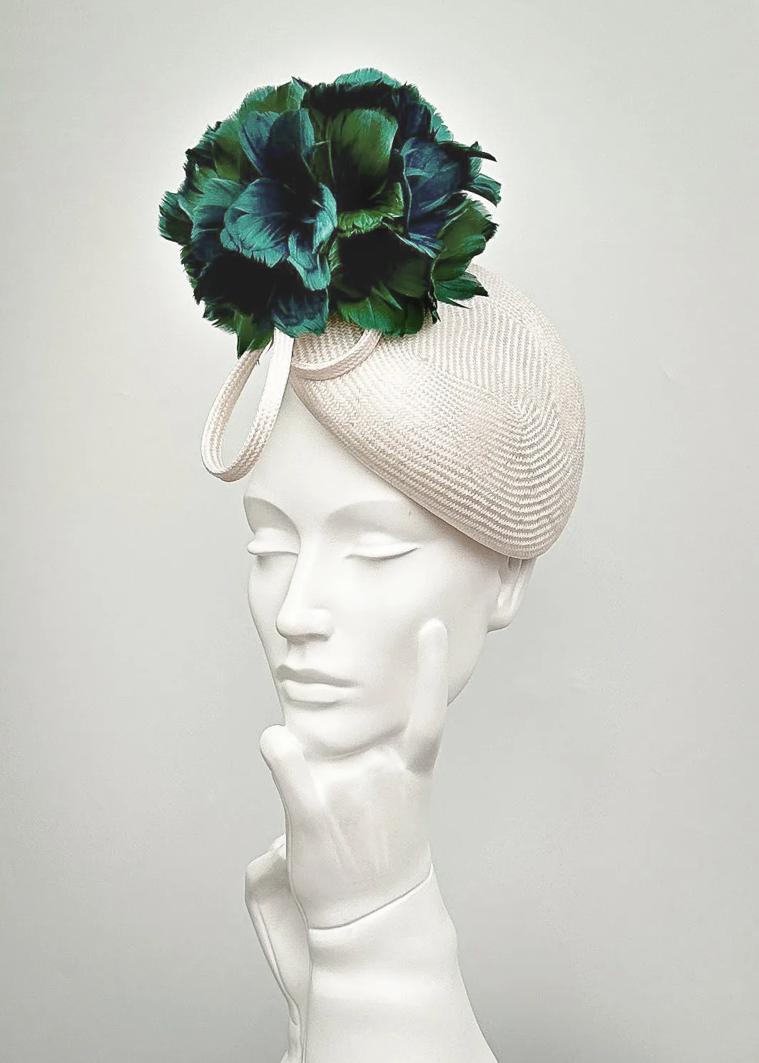 Cocktail Hat with Feather Flower - Lili