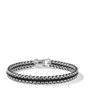 David Yurman Woven Box Chain Bracelet in Steel and Black