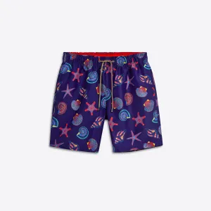 DELANO Seashell Print Swim Trunks