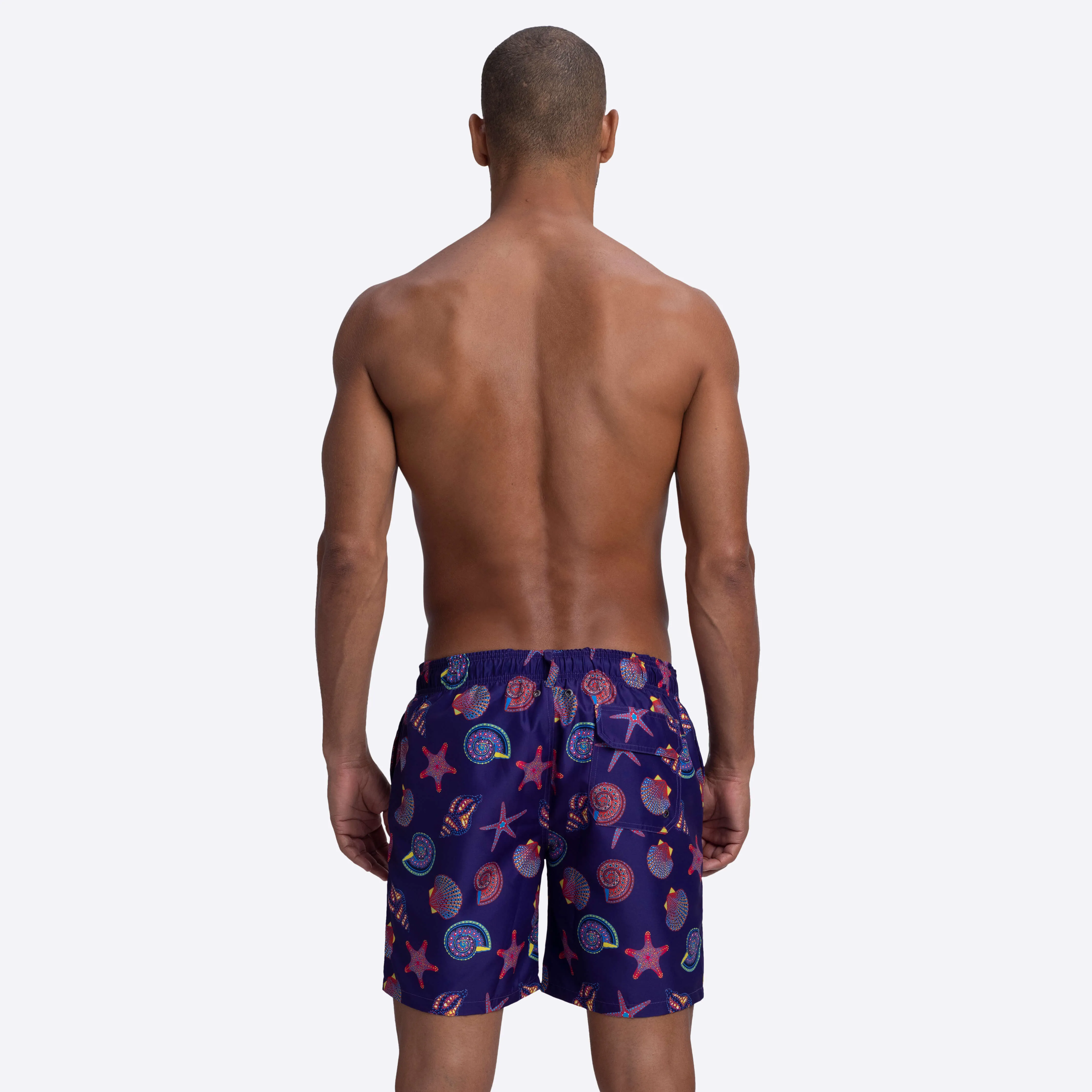 DELANO Seashell Print Swim Trunks