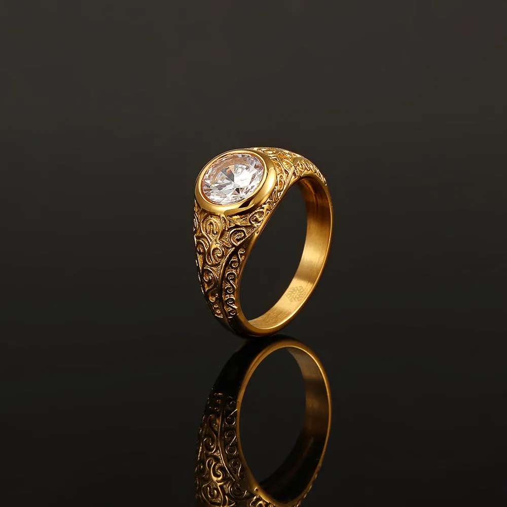 Diamond Signet Ring - Gold