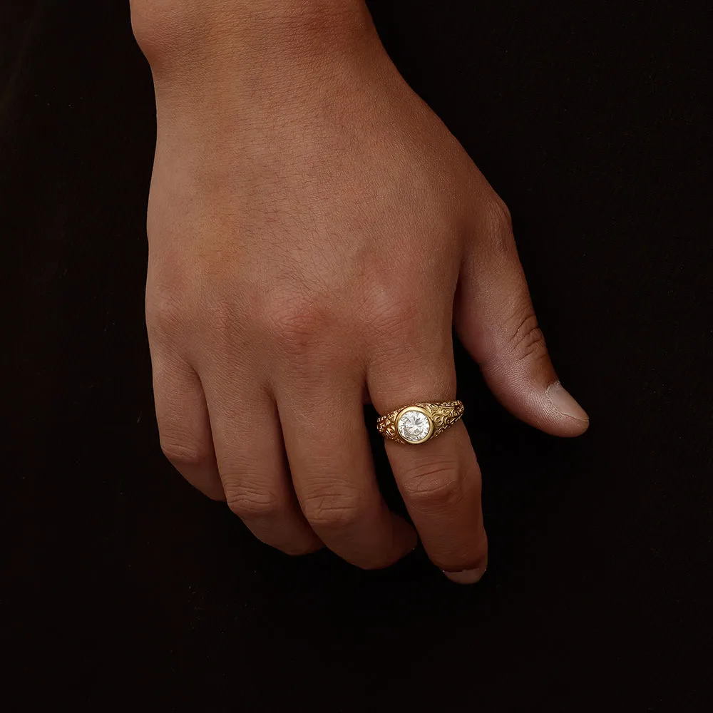 Diamond Signet Ring - Silver