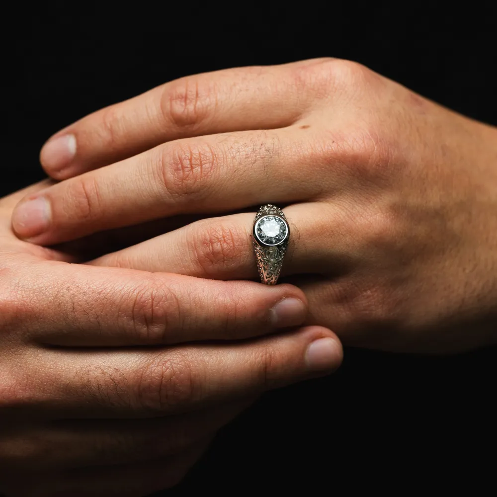 Diamond Signet Ring - Silver