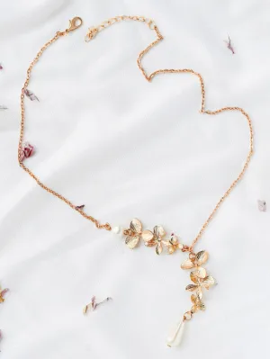 Fashion Gold Flower Embellished Chain Necklace