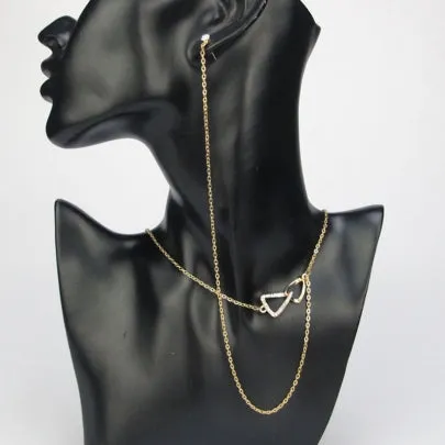 Fathion Golden Chain Necklace with Stud Earring