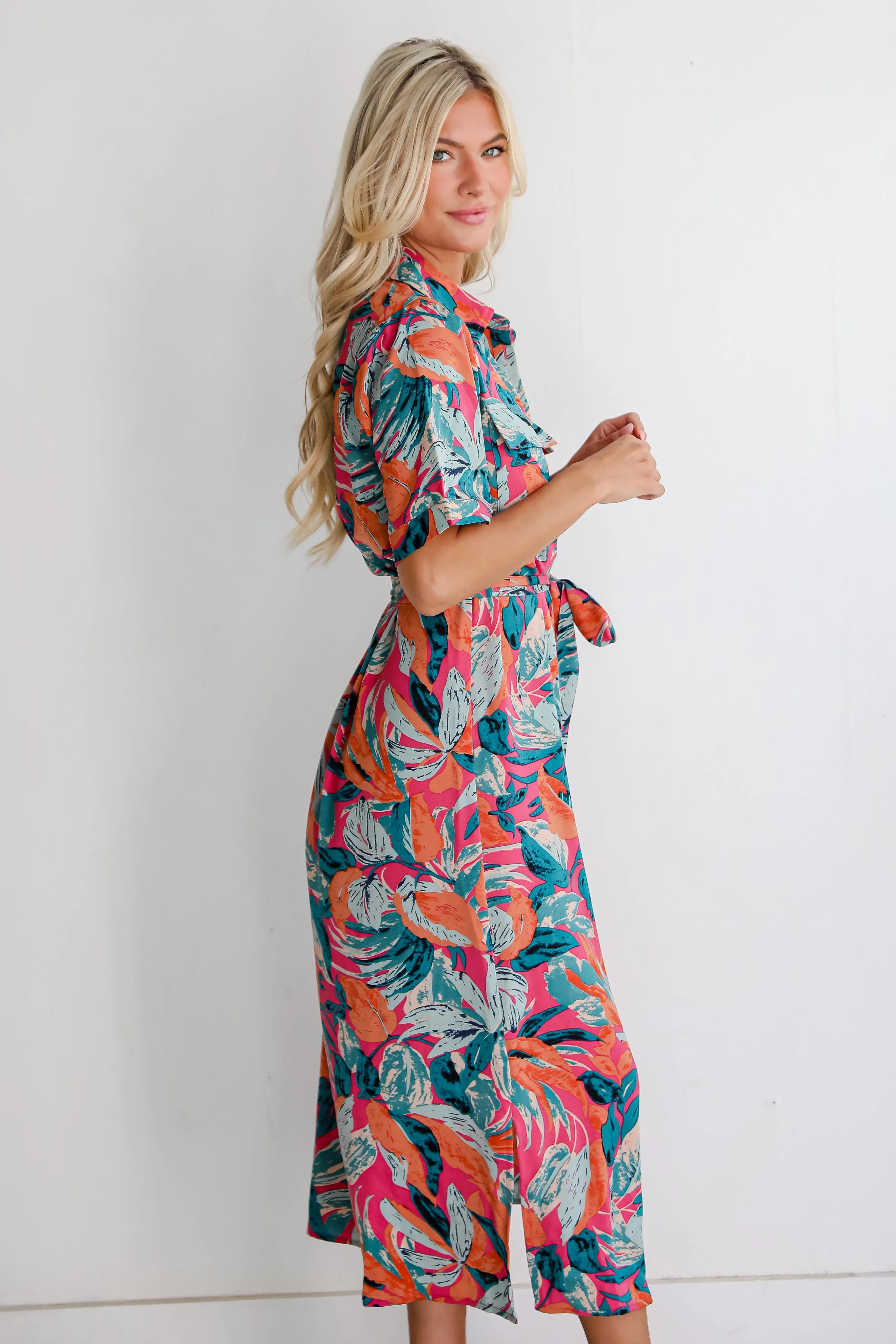 FINAL SALE - Bali Beauty Tropical Print Midi Dress