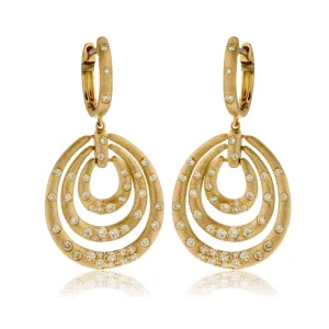 Flush Set Diamond Multi Circle Dangle Earrings