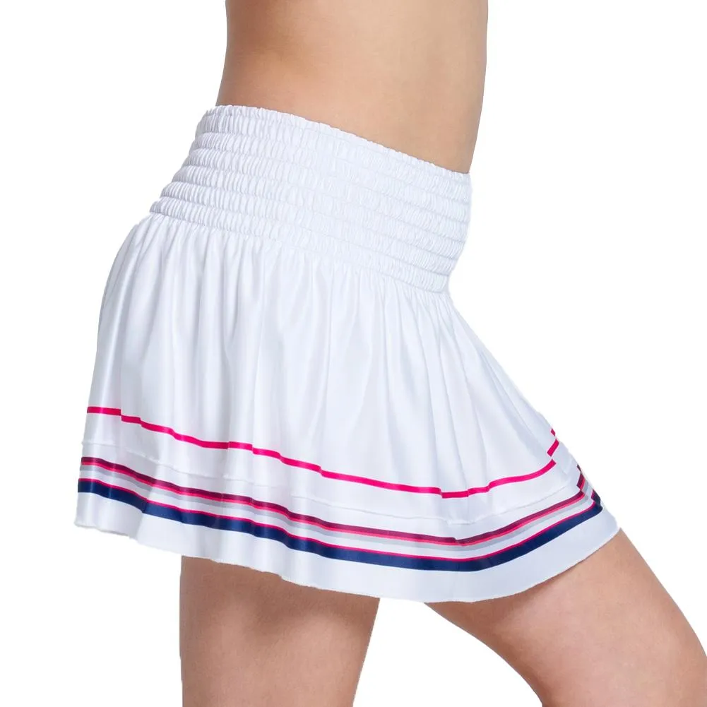 Girls` Berry Smocked Tennis Skort White