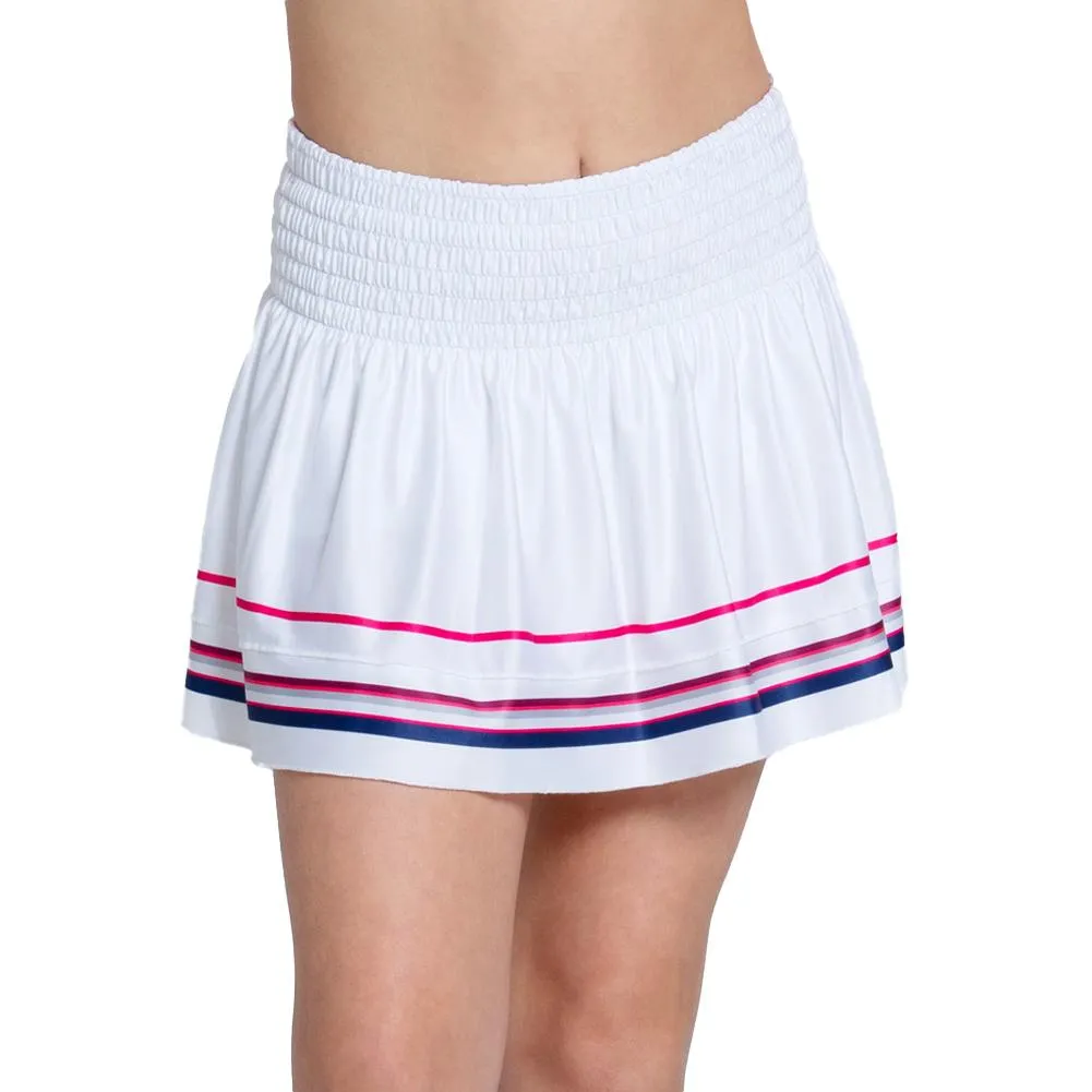 Girls` Berry Smocked Tennis Skort White