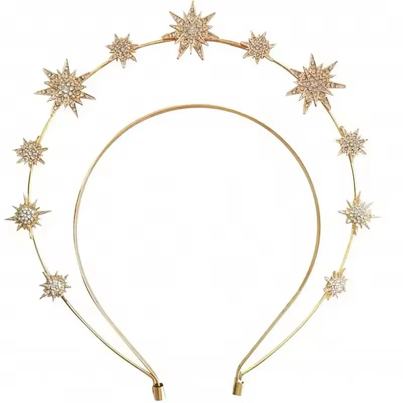 Gothic Goddess Spiked Star Halo Crown Festival Headdress Headband - Gold Style 6