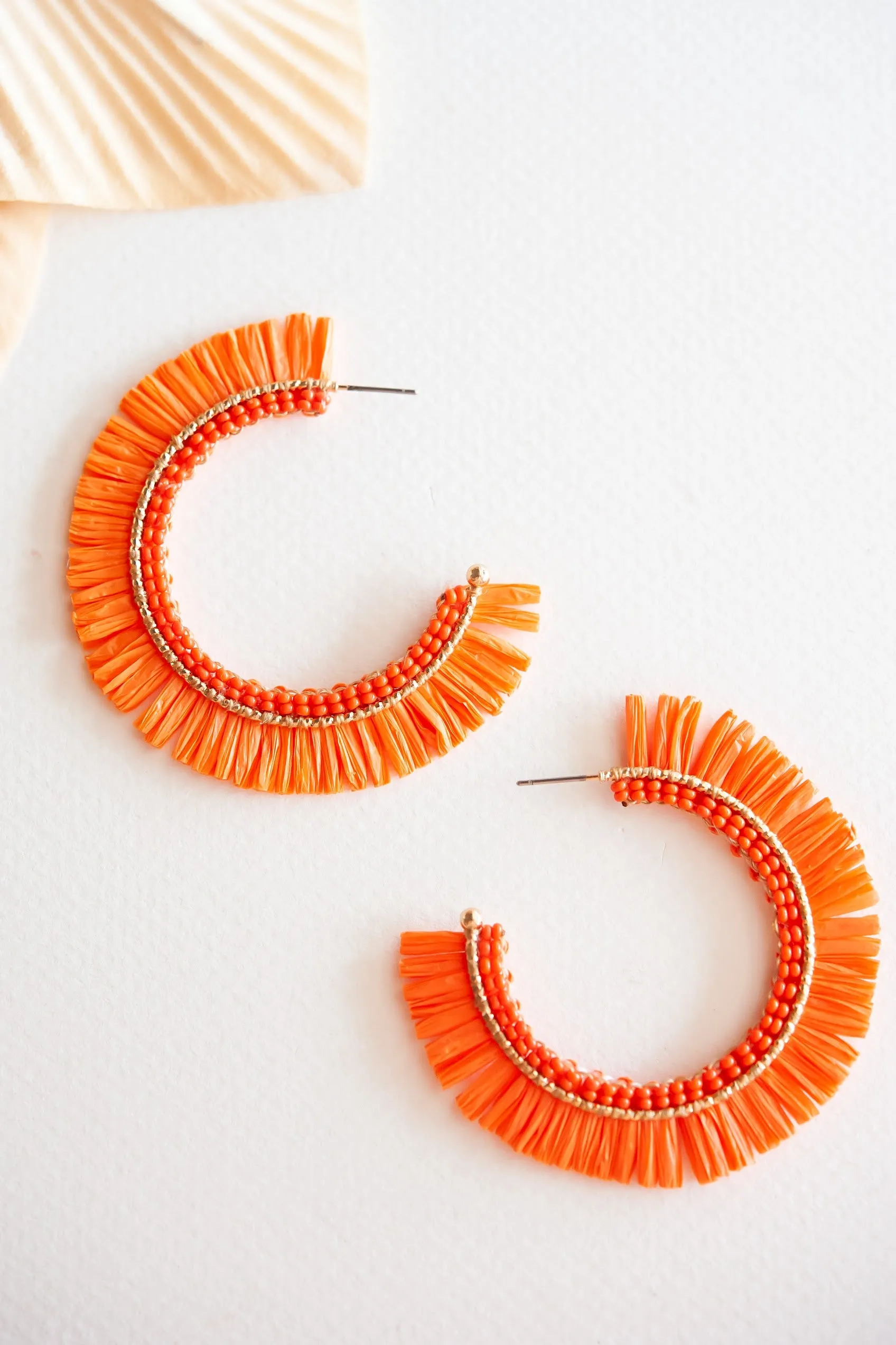 Gracie Rattan Fan Hoops | Tropical Vacation Earrings | Colorful Rattan Hoop Earrings