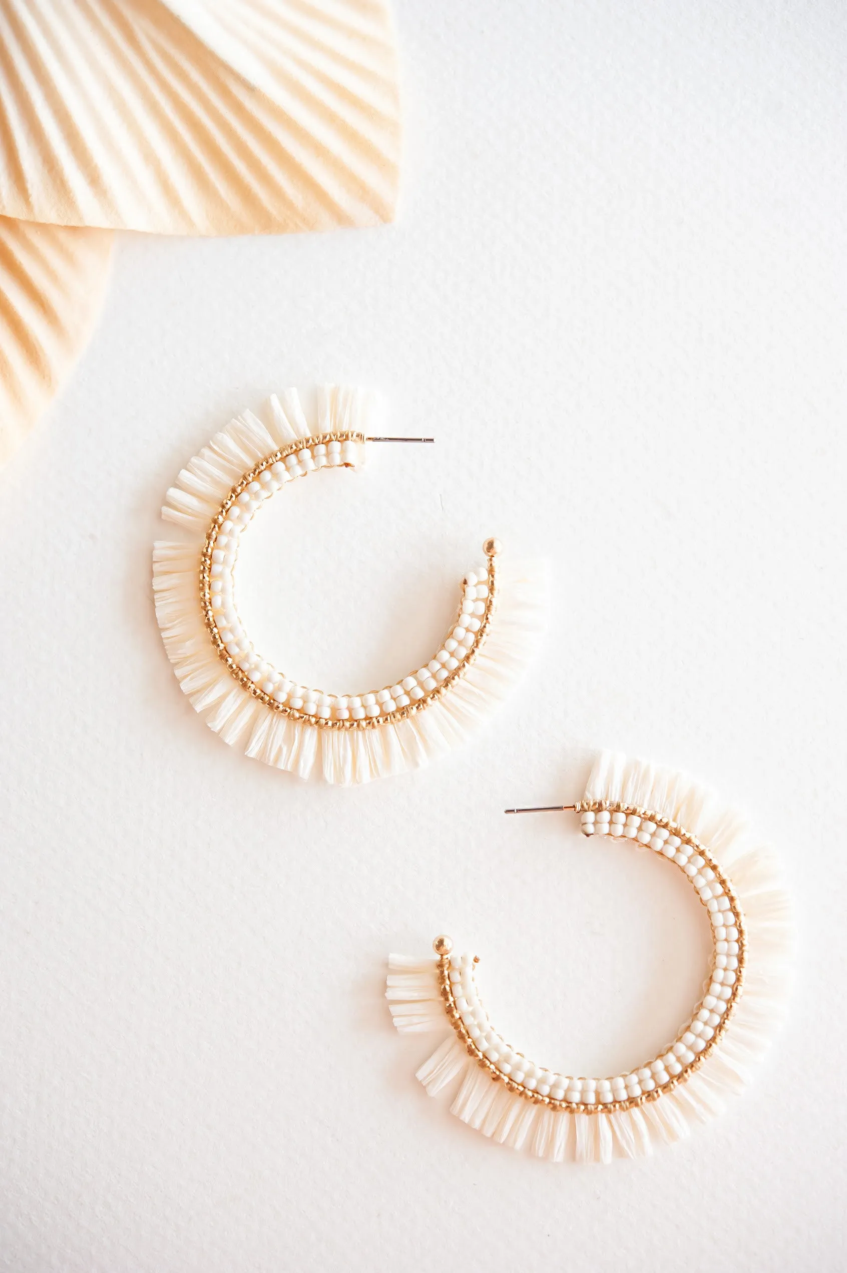 Gracie Rattan Fan Hoops | Tropical Vacation Earrings | Colorful Rattan Hoop Earrings