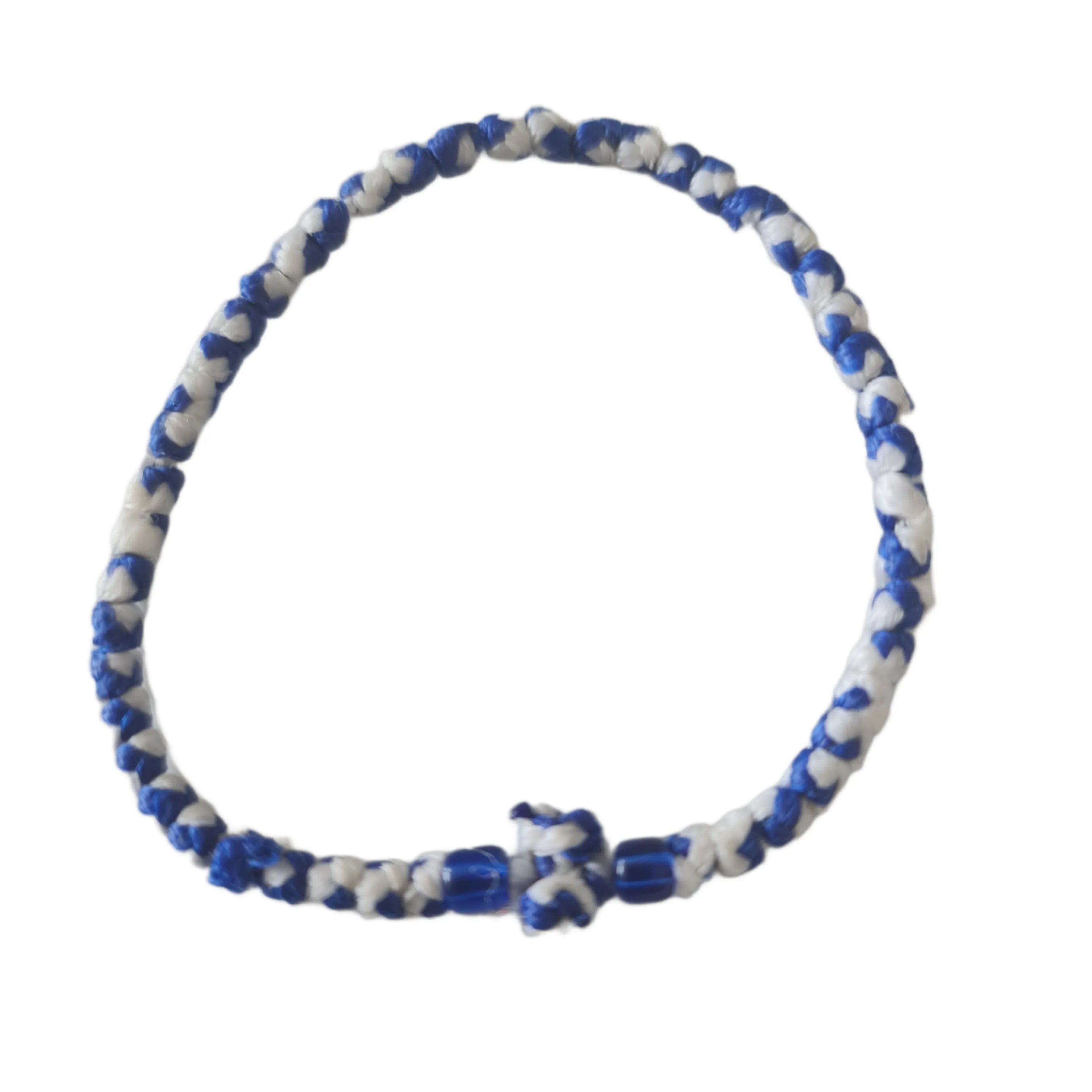 Greek Komboskini Cross Prayer Rope Bracelet BLUE and WHITE