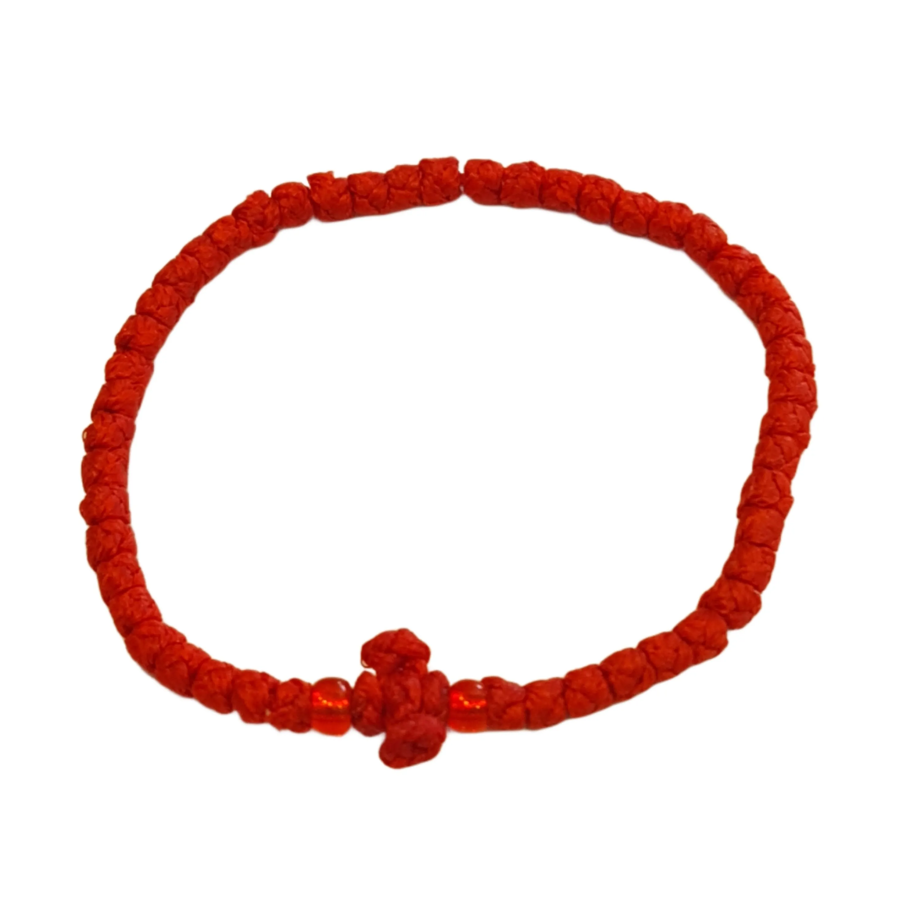 Greek Komboskini Cross Prayer Rope Bracelet RED