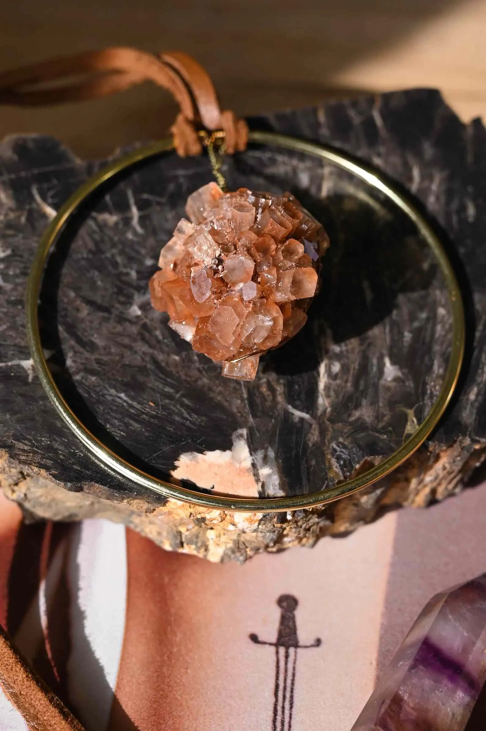 Grounding Aragonite Gemstone Hanger