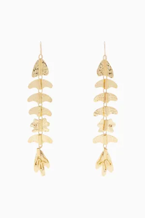 Hand Hammered Chain Earring - Brass