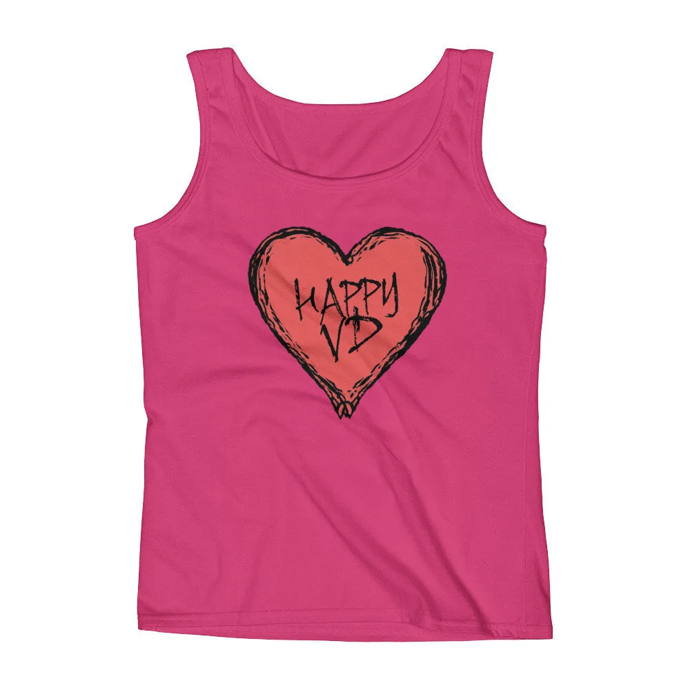 Happy VD Valentines Day Heart Fitted Tank Top