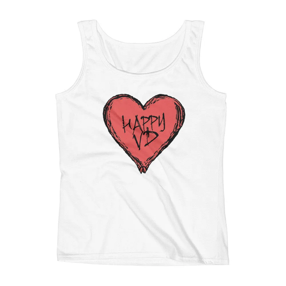 Happy VD Valentines Day Heart Fitted Tank Top