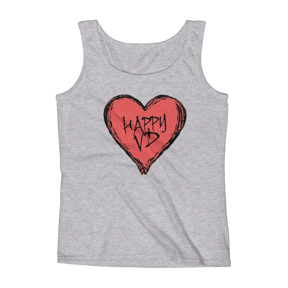 Happy VD Valentines Day Heart Fitted Tank Top