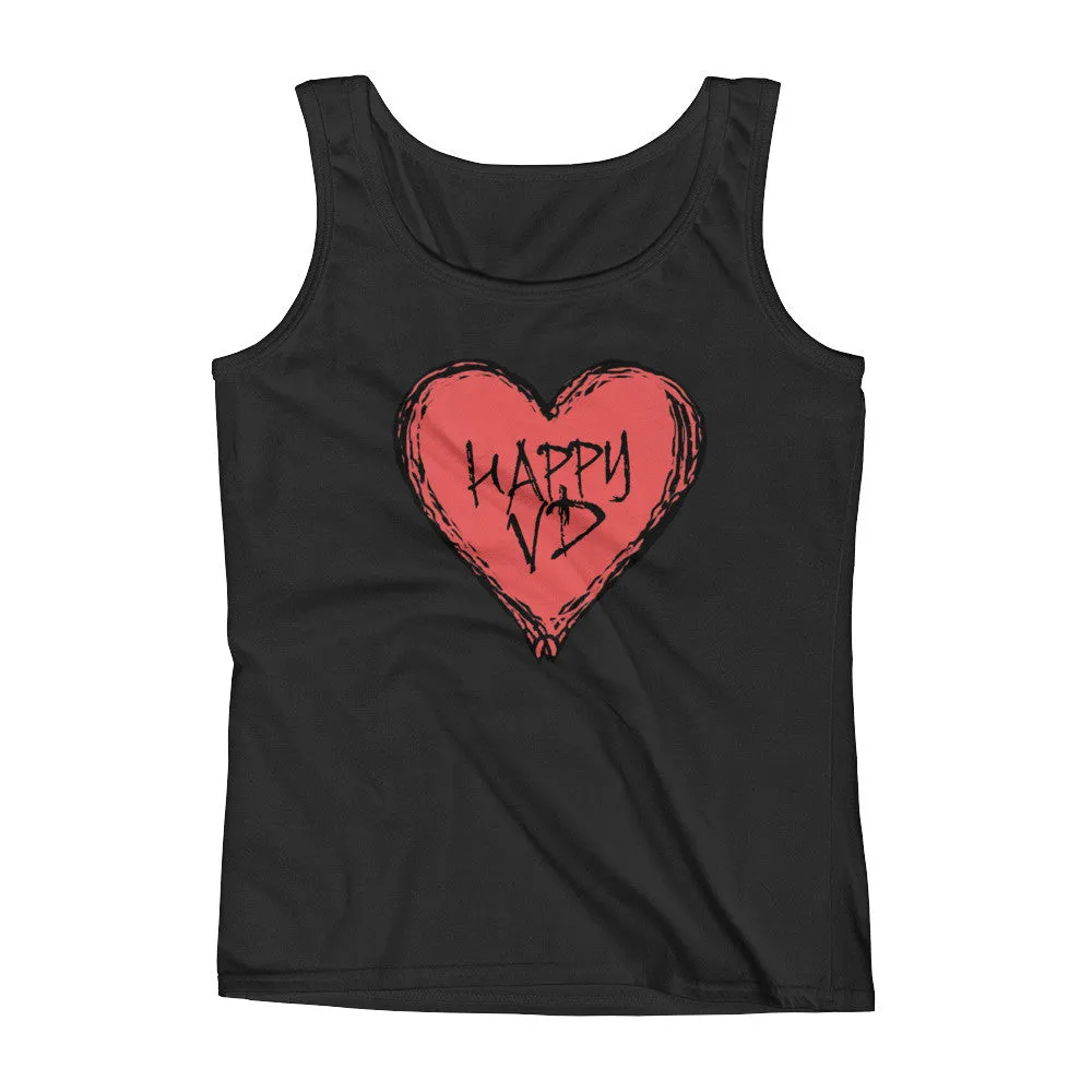 Happy VD Valentines Day Heart Fitted Tank Top