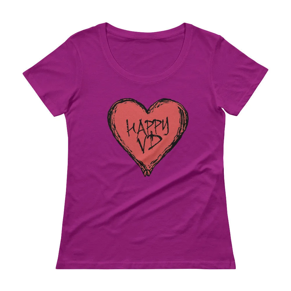 Happy VD Valentines Day Heart Scoop Neck T-Shirt