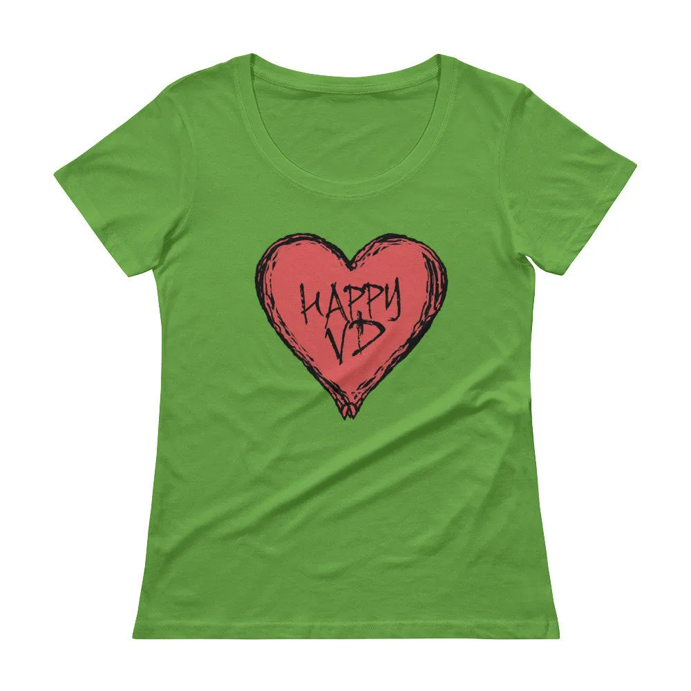 Happy VD Valentines Day Heart Scoop Neck T-Shirt