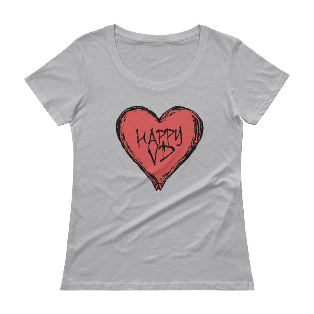 Happy VD Valentines Day Heart Scoop Neck T-Shirt