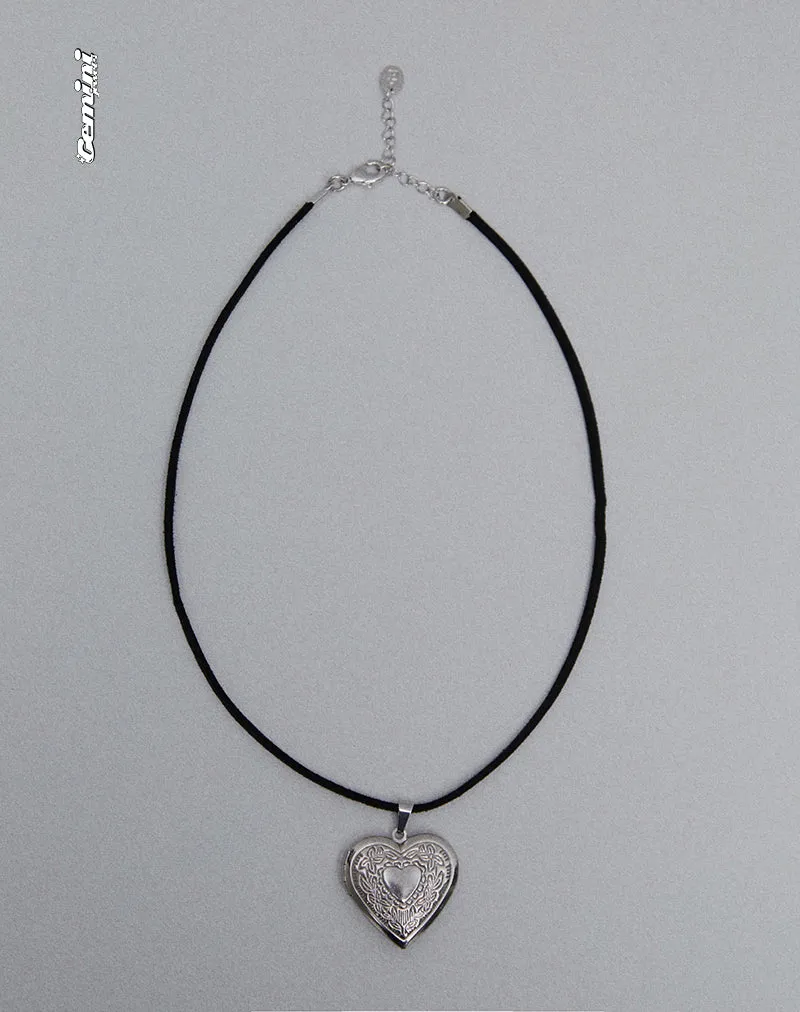 Harley Cord Heart Locket Necklace by Gemini Jewels