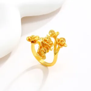 Jewelry Wedding Retro Ring Gold-plated Live Broadcast Spot Opening Adjustable Flower Ring Women's