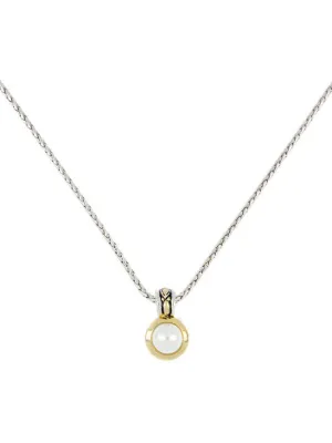 John Medeiros Pérola White Seashell Pearl Pendant w/ Chain (16 / 18 adjustable) - K5124-AB03