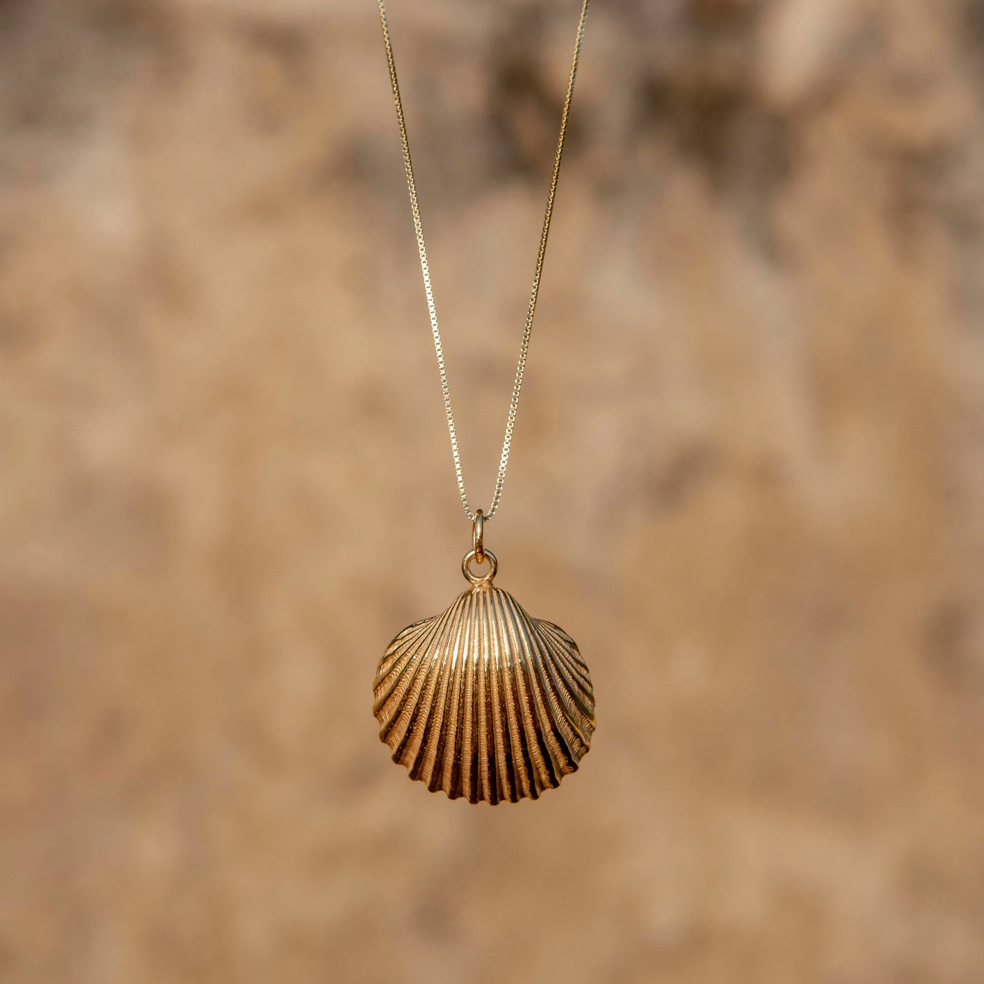 Large Shell Pendant - Gold-Plated Silver