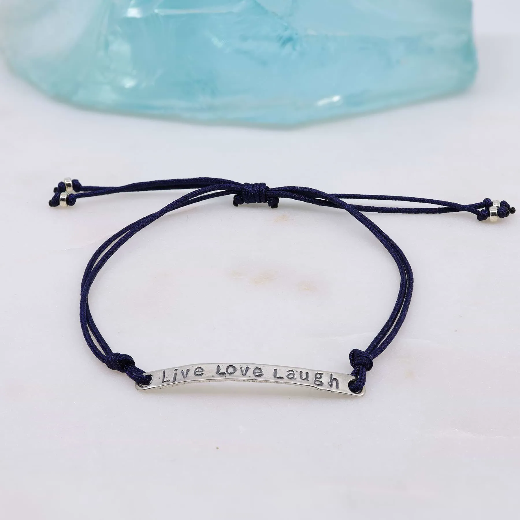 Live Love Laugh - Quote Bar Bracelet with Adjustable Cord