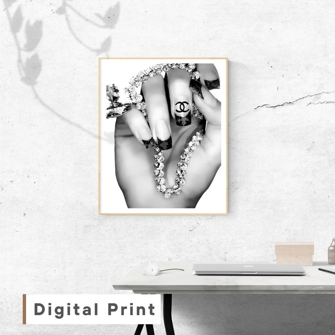 Luxury Designer Bling Bling Poster PRINTABLE ART, Luxury Designer Wall Art, Bad And Boujee, Hypebeast Poster, Black & White Wall Decor, Urban