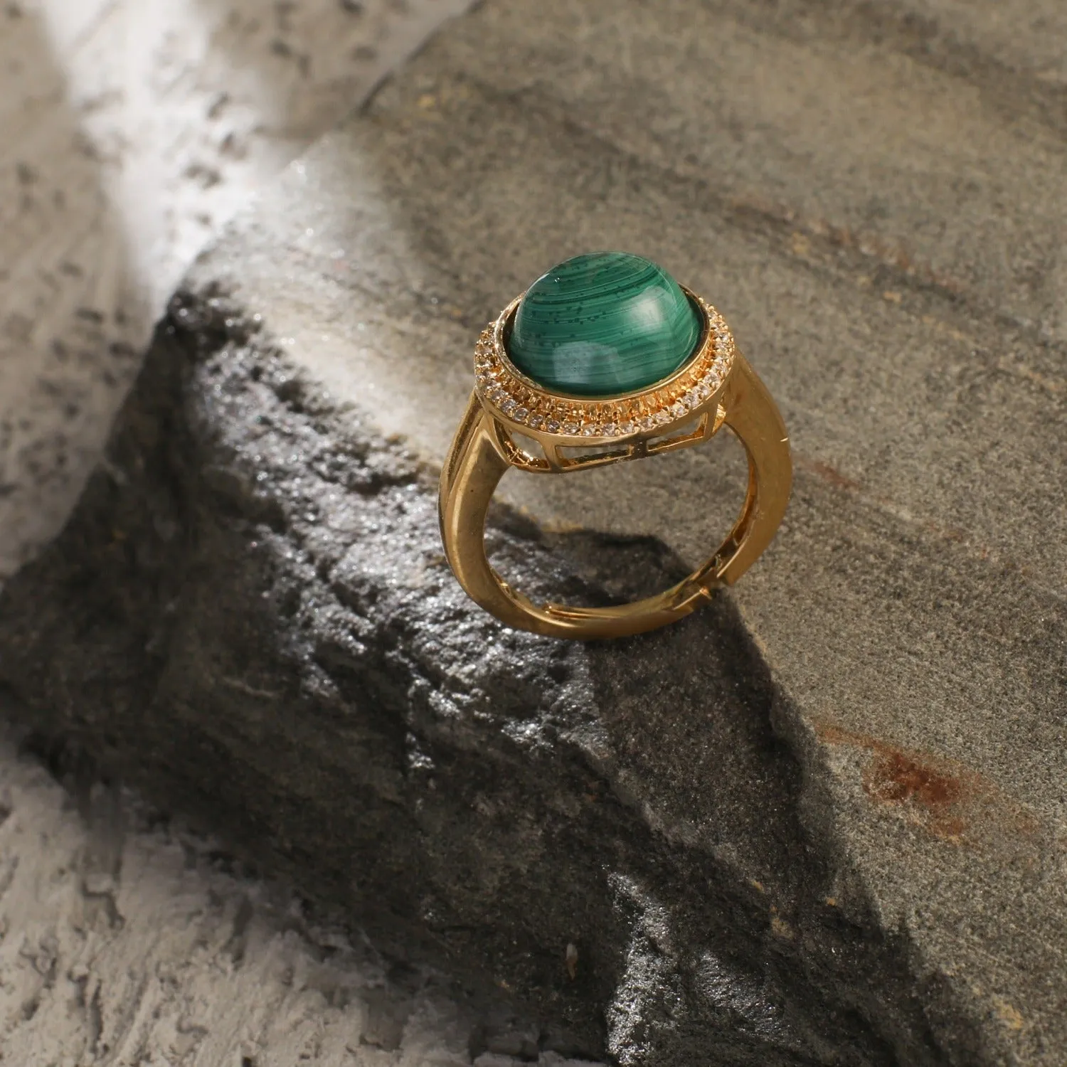 Malachite Hoop Silver Finger Ring