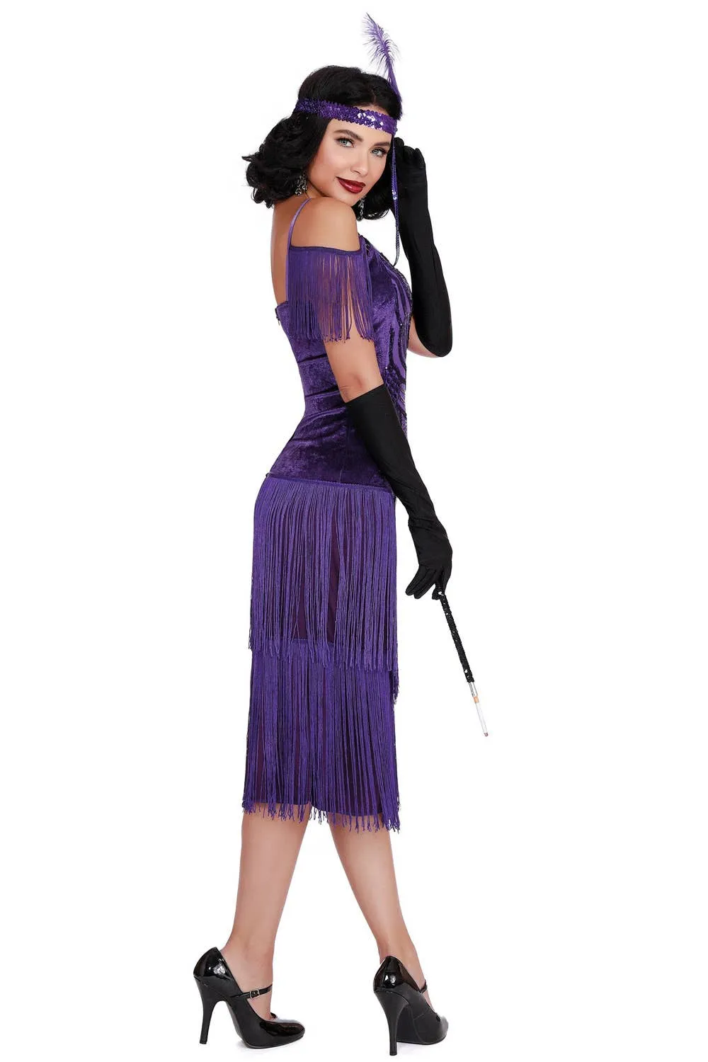 Miss Ritz Womens Purple 1920s Great Gatsby Costume