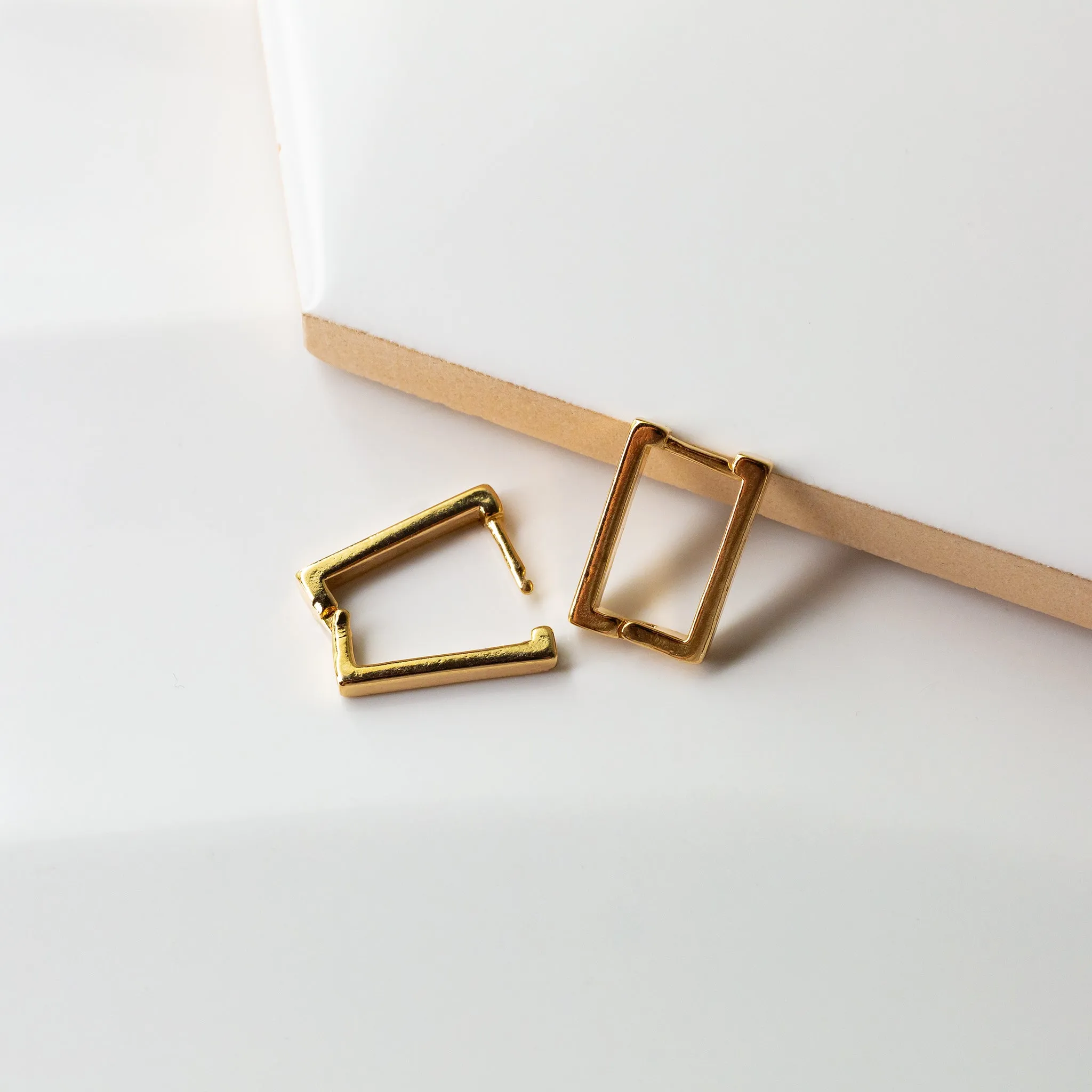 Modern Rectangle Huggie Earrings