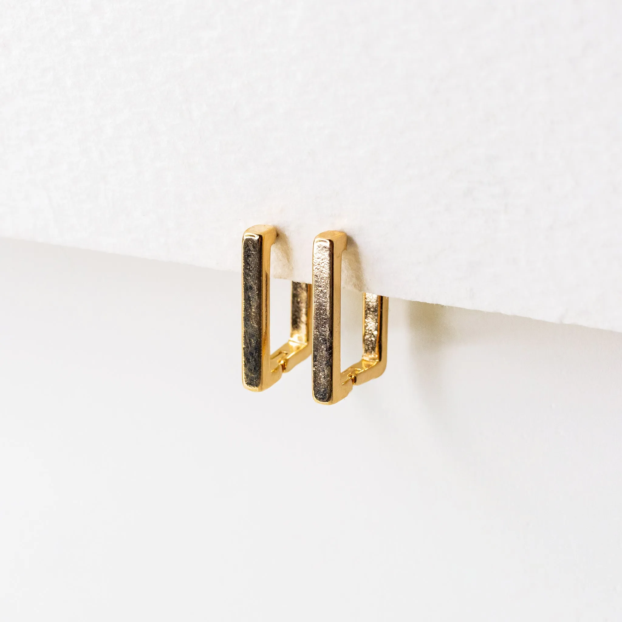 Modern Rectangle Huggie Earrings