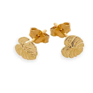 Monstera Palm Leaf Gold Vermeil Stud Earrings