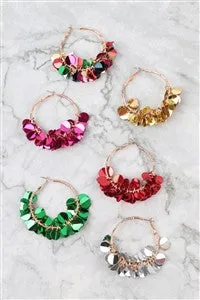 Multi Color Sequin Dangle Hoop Earrings