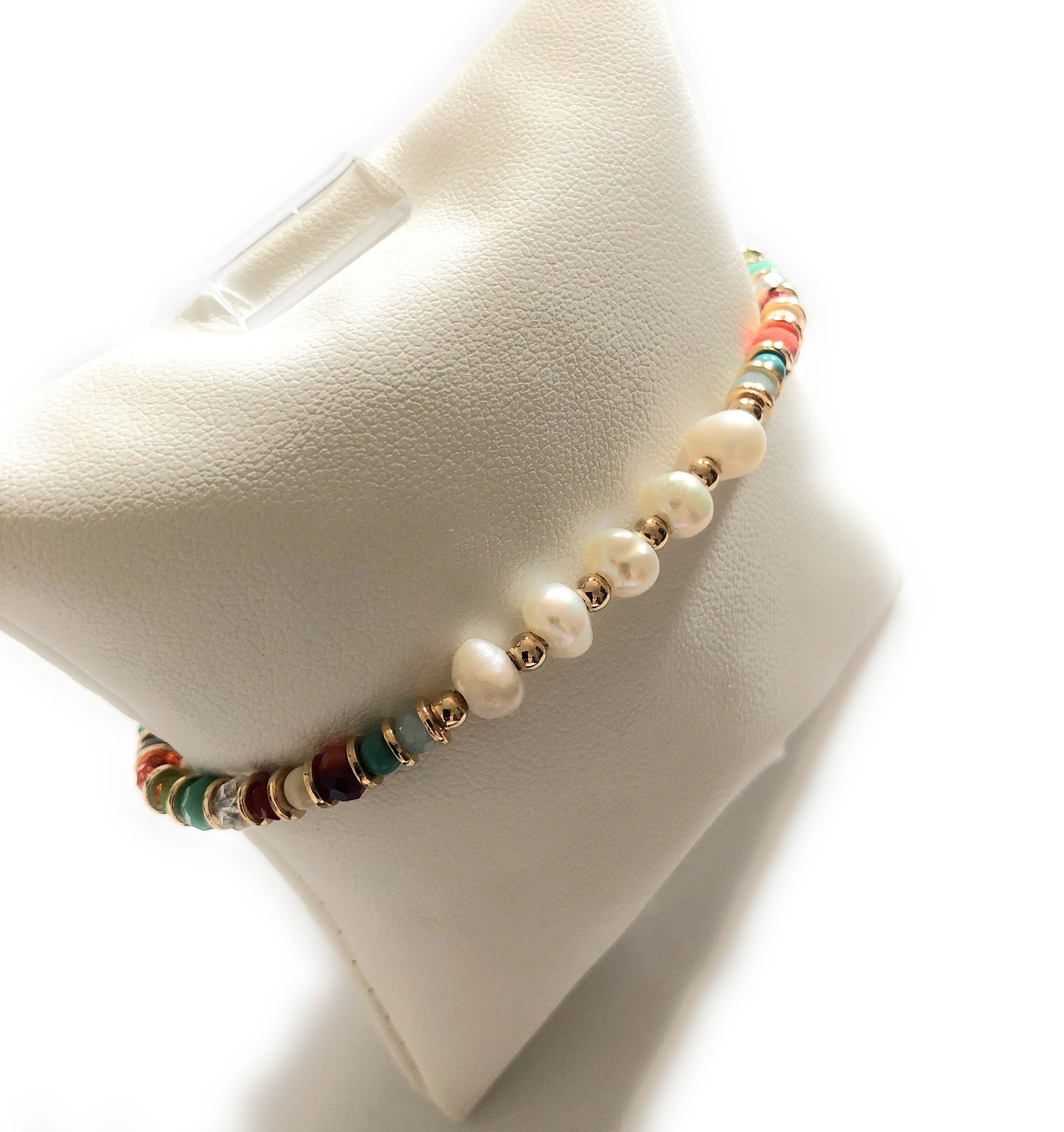 Multicolor Pearl Crystal Adjustable Bracelet for Women