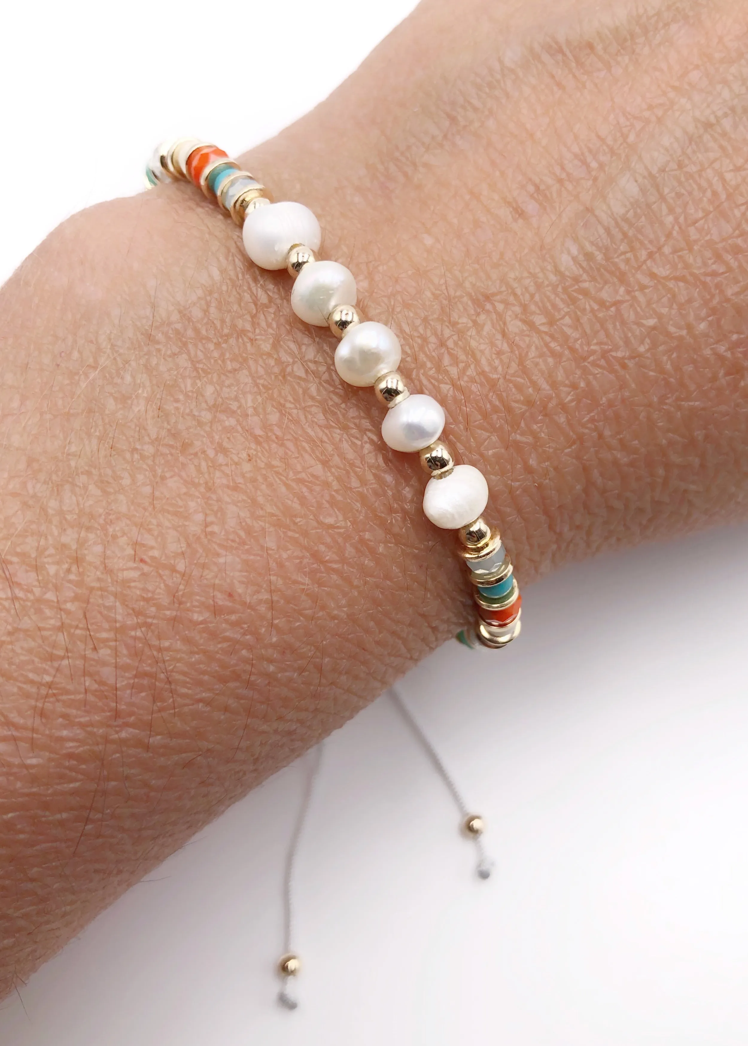 Multicolor Pearl Crystal Adjustable Bracelet for Women