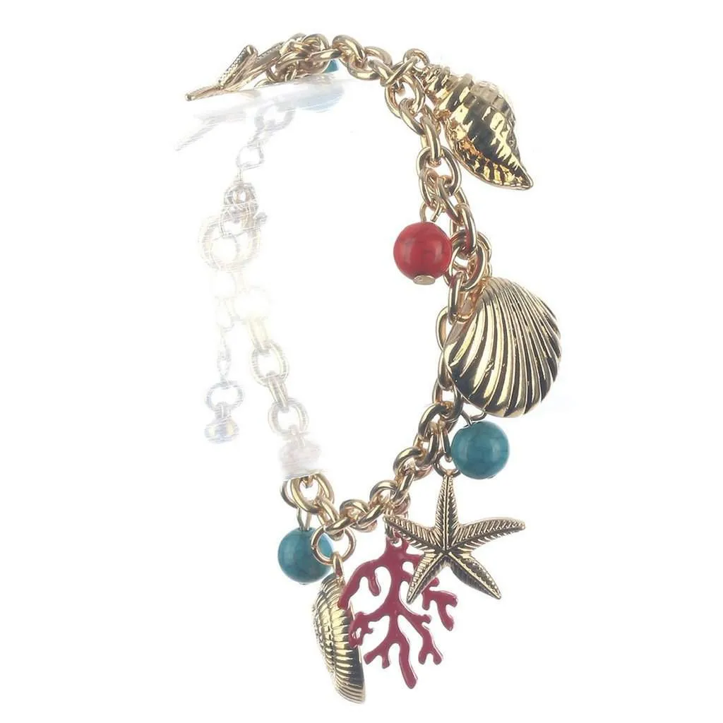 Nautical Sealife Gold Charm Bracelet