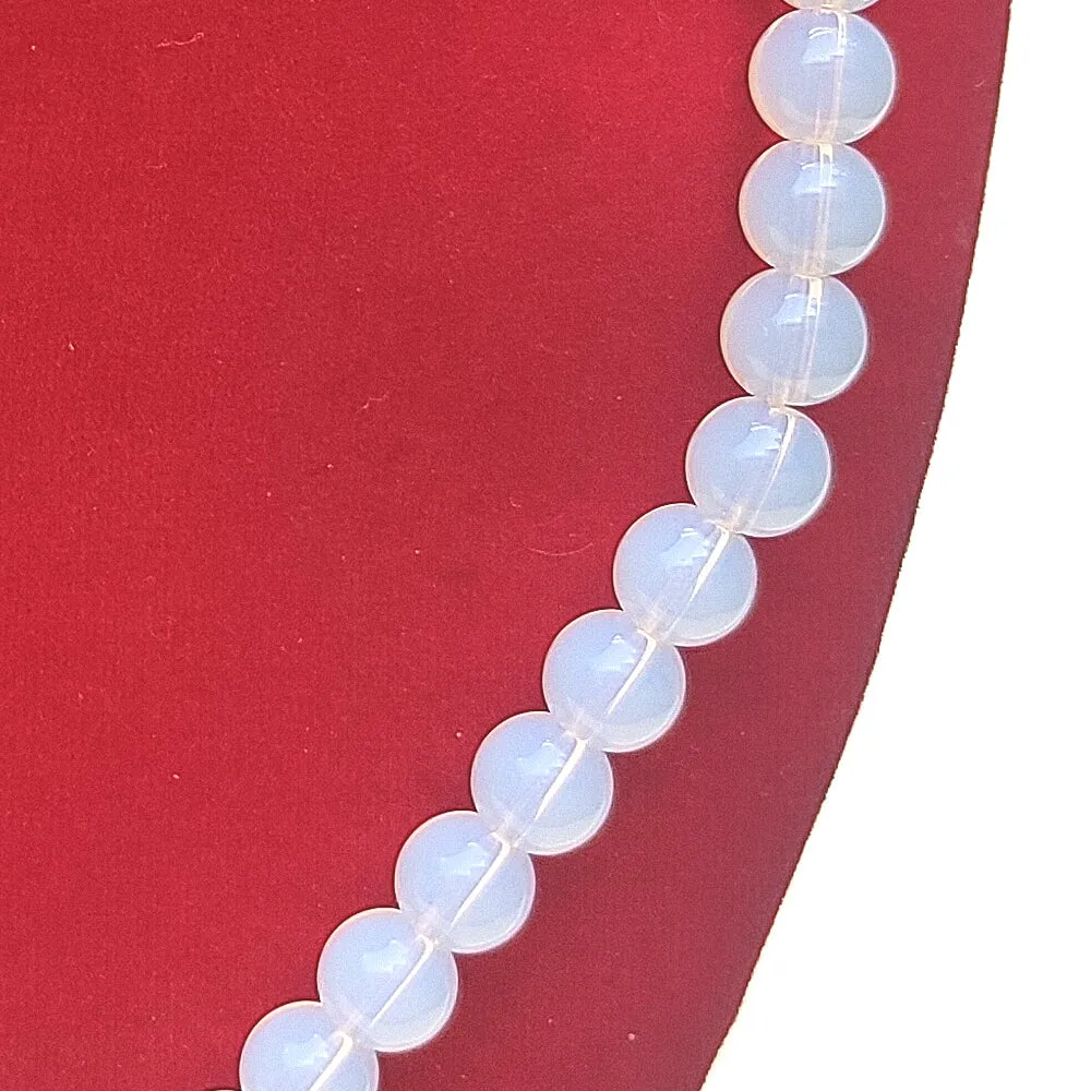 Opalite Crystal Round Beads Necklace - 15 Inches, 6mm Beads (Semi-Precious Mala)