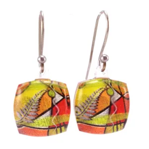 Orange Exotic Fern Earrings