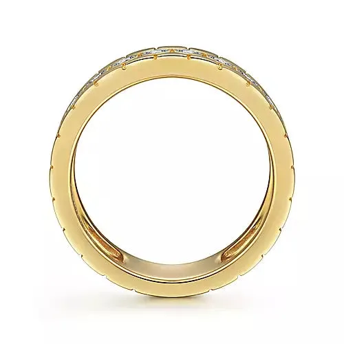 Orion 14K Yellow Gold Diamond Band with Hexagon Pattern by Gabriel & Co.