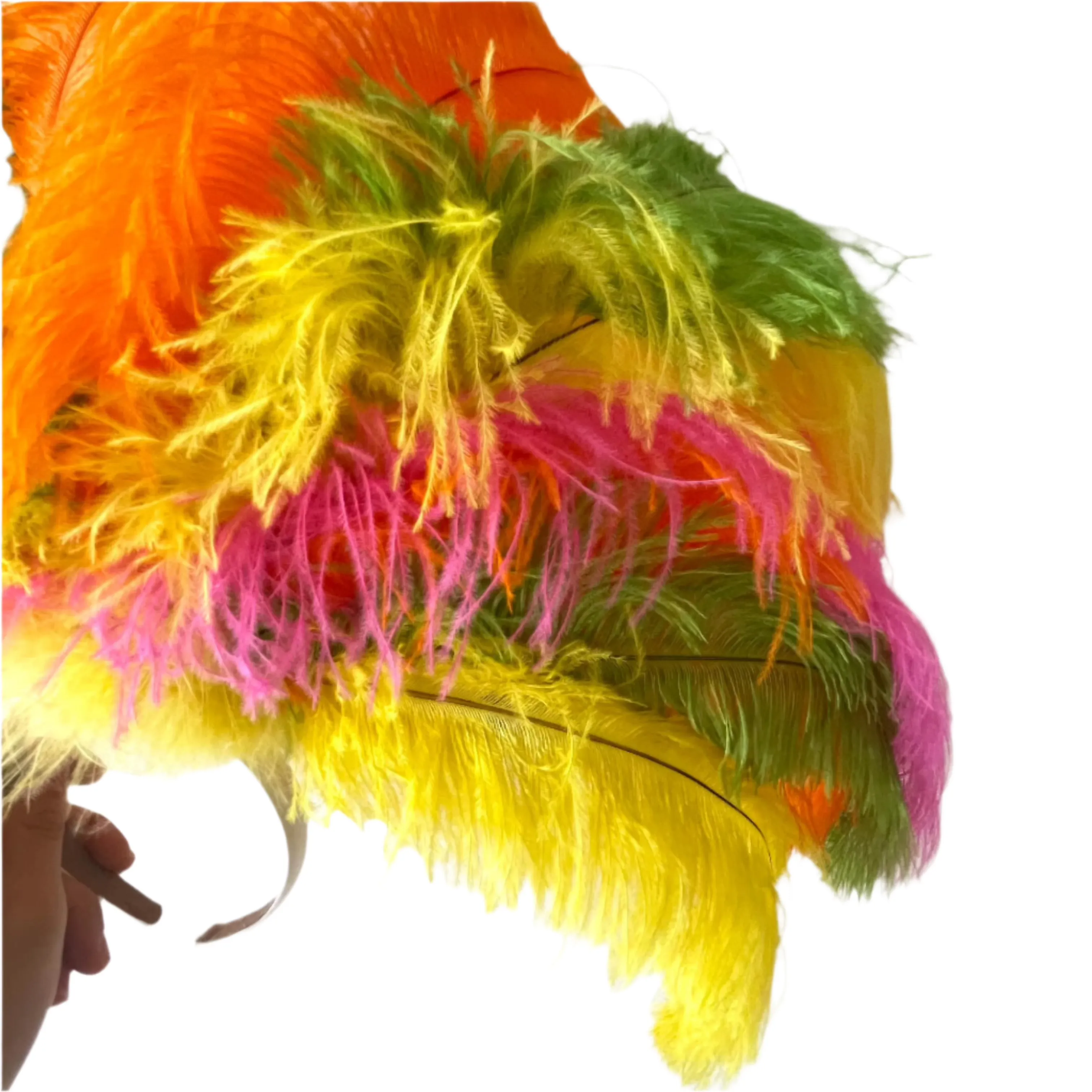 Ostrich Feather Blondine Showgirl Costume Headdress - Tutti Fruiti