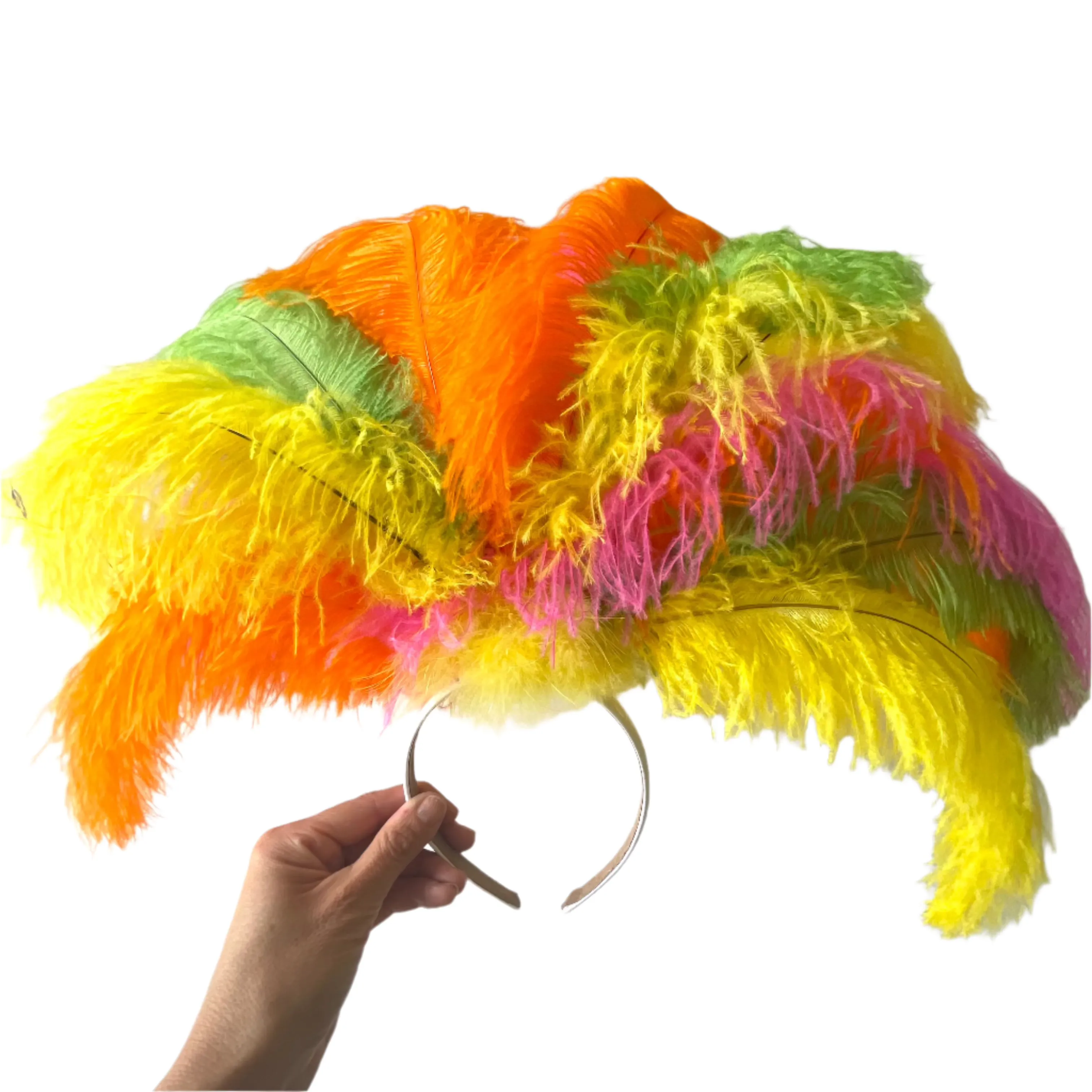 Ostrich Feather Blondine Showgirl Costume Headdress - Tutti Fruiti