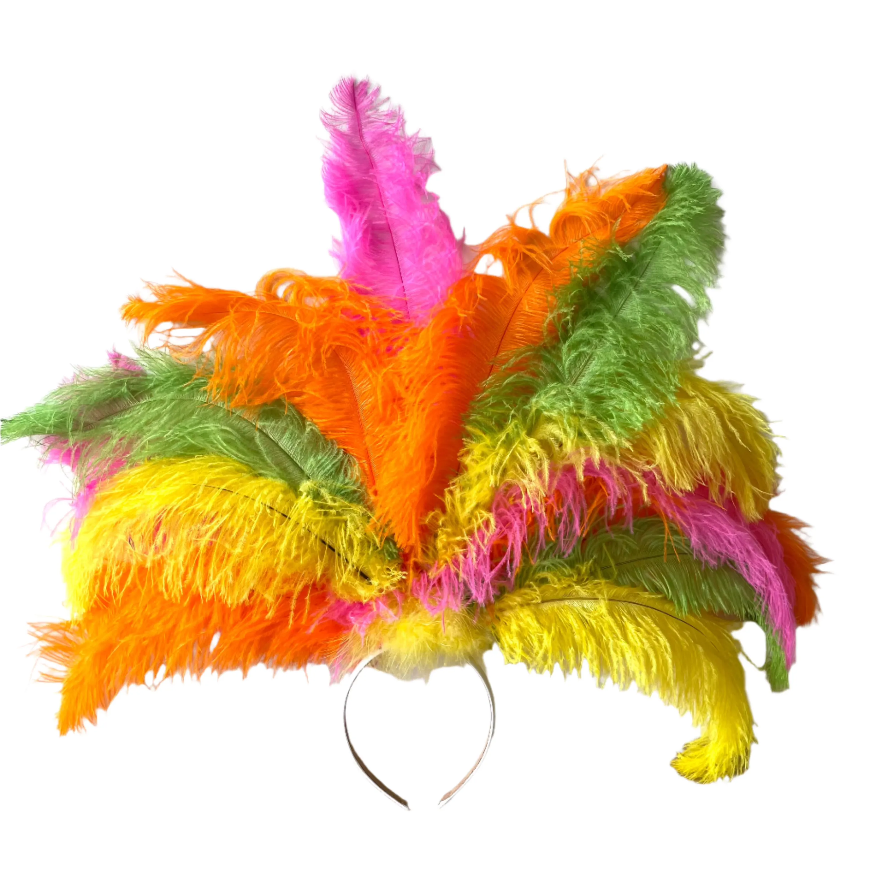 Ostrich Feather Blondine Showgirl Costume Headdress - Tutti Fruiti